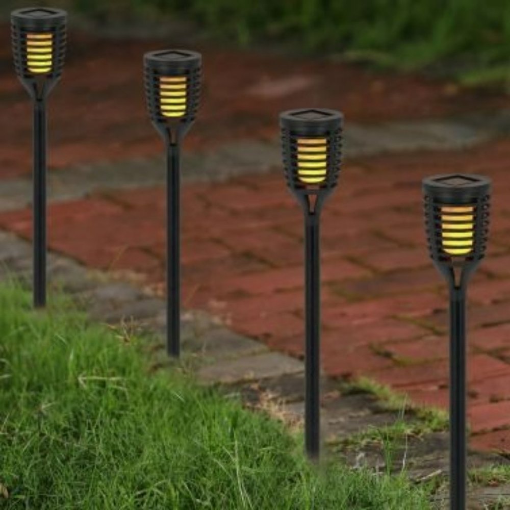 10PK Mini Solar Torch Light with Dancing Flickering Flame Lights Outdoor